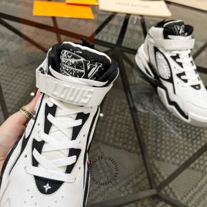 Giày LV Sneakers nam cổ cao kiểu dáng thể thao phối màu đen trắng cực đẹp - Ảnh 5