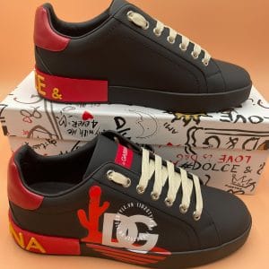 Giày Dolce nam Sneaker họa tiết đen đỏ dây trắng cao cấp - Hình ảnh 5