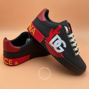 Giày Dolce nam Sneaker họa tiết đen đỏ dây trắng cao cấp - Hình ảnh 4