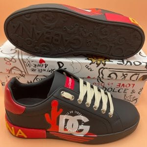 Giày Dolce nam Sneaker họa tiết đen đỏ dây trắng cao cấp - Hình ảnh 7