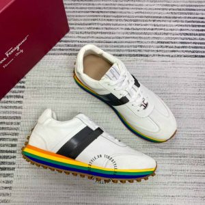 Giày Salvatore Ferragamo thể thao trắng đế nhiều màu - Ảnh 3