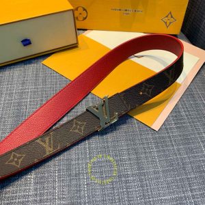Dây lưng nam Louis Vuitton mặt logo đen chì hàng hiệu Luxury - Ảnh 2