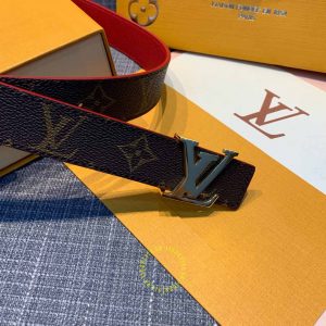 Dây lưng nam Louis Vuitton mặt logo đen chì hàng hiệu Luxury - Ảnh 4