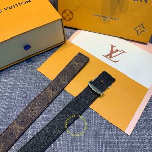 Dây nịt LV mặt đen chì dây họa tiết monogram hàng hiệu cao cấp - Ảnh 6