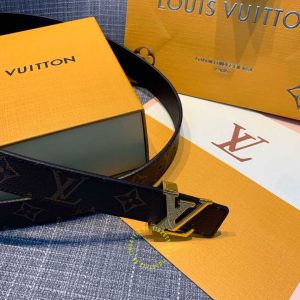 Dây nịt LV mặt đen chì dây họa tiết monogram hàng hiệu cao cấp - Ảnh 4
