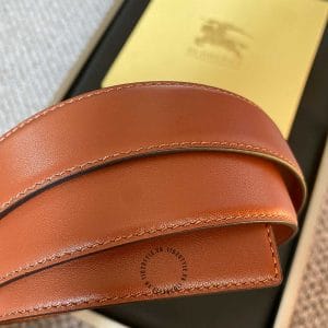 Thắt lưng Burberry nam dây nâu da bò mặt khóa bạc logo TB - Ảnh 7