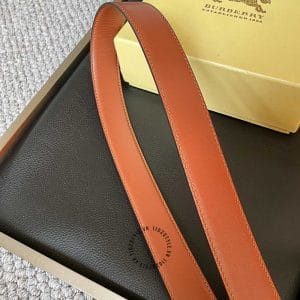 Thắt lưng Burberry nam dây nâu da bò mặt khóa bạc logo TB - Ảnh 6