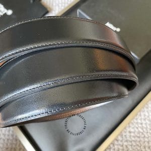 Thắt lưng Montblanc dây đen trơn khóa trượt vàng - Ảnh 4