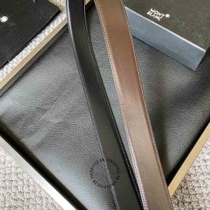 Thắt lưng Montblanc dây đen trơn khóa trượt vàng - Ảnh 5