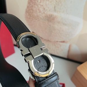 Thắt lưng Salvatore Ferragamo nam dây đen mặt khóa phối màu - Ảnh 4