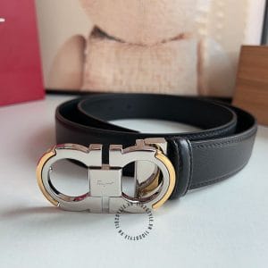 Thắt lưng Salvatore Ferragamo nam dây đen mặt khóa phối màu - Ảnh 6