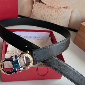 Thắt lưng Salvatore Ferragamo nam dây đen mặt khóa phối màu - Ảnh 2