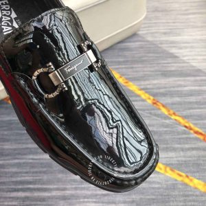 Giày tây Sanvatore Ferragamo nam hàng hiệu da bò màu đen bóng - Ảnh 5