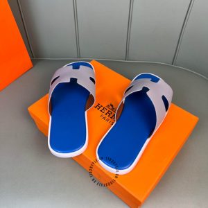 Dép nam Hermes màu xanh quai tím phiên bản cao cấp luxury - Ảnh 5