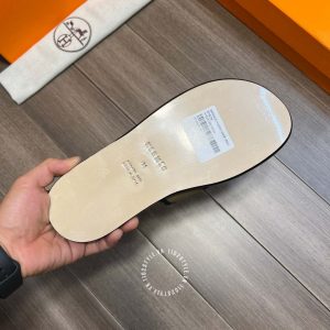 Dép Hermes nam quai ngang màu xanh rêu cao cấp - Ảnh 9