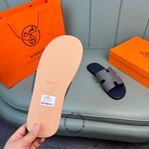 Dép nam Hermes da thật xanh than phiên bản cao cấp - Hình ảnh 9