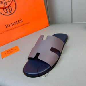 Dép nam Hermes da thật xanh than phiên bản cao cấp - Hình ảnh 8