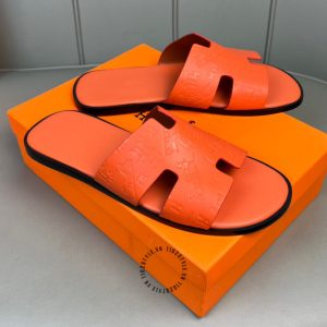 Dép Hermes nam màu cam hoạ tiết chìm cao cấp - Ảnh 3