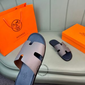 Dép nam Hermes da thật xanh than phiên bản cao cấp - Hình ảnh 4