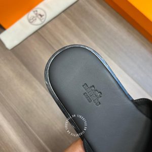 Dép Hermes nam quai ngang màu xanh rêu cao cấp - Ảnh 8