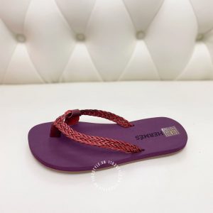 Dép kẹp nữ Hermes màu tím quai đỏ hàng hiệu giá tốt - Hình ảnh 8
