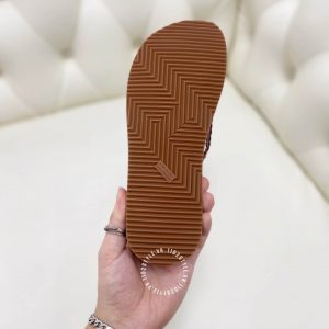 Dép kẹp nữ Hermes màu tím quai đỏ hàng hiệu giá tốt - Hình ảnh 9