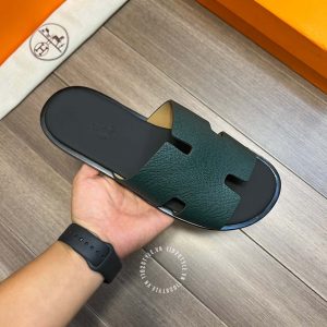 Dép Hermes nam quai ngang xanh đen phiên bản cao cấp hàng hiệu - Ảnh 4