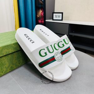 Dép Gucci nam kiểu dáng quai ngang trắng hoạ tiết nổi bật - Ảnh 2