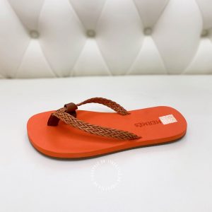 Dép Hermes màu cam quai nâu cao cấp giá tốt - Ảnh 8