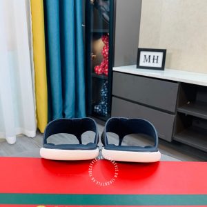 Dép Gucci nam màu xanh đen quai viền đỏ cao cấp - Ảnh 6