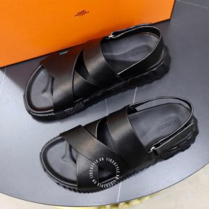 Dép sandal Hermes nam màu đen hàng hiệu cao cấp - Hình ảnh 4