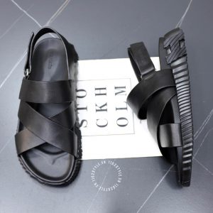 Dép sandal Hermes nam màu đen hàng hiệu cao cấp - Hình ảnh 2