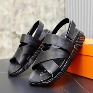 Dép sandal Hermes nam màu đen hàng hiệu cao cấp - Hình ảnh 3