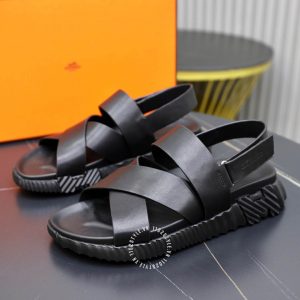 Dép sandal Hermes nam màu đen hàng hiệu cao cấp - Hình ảnh 5