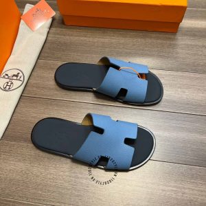 Dép Hermes nam quai ngang đen phối xanh rep 1:1 chính hãng - Hình ảnh 2