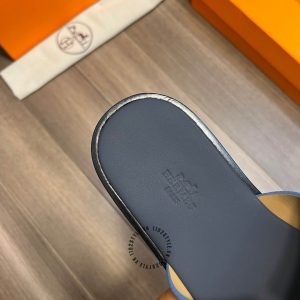 Dép Hermes nam quai ngang đen phối xanh rep 1:1 chính hãng - Hình ảnh 7