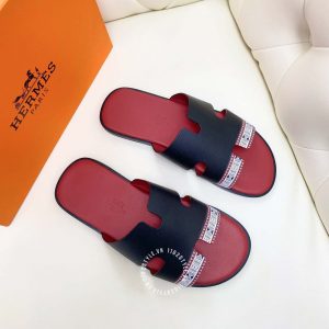 Dép Hermes nam hồng quai đen hoạ tiết phối màu hàng hiệu - Ảnh 4