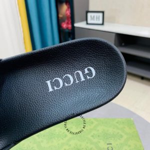 Dép Gucci quai ngang màu đen hoạ tiết trắng đỏ hàng hiệu cao cấp - Ảnh 7
