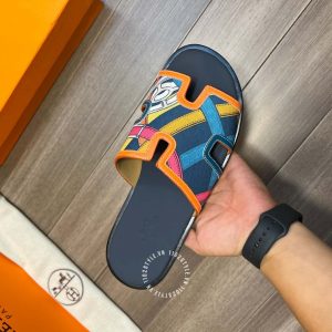 Dép quai ngang Hermes nam phối màu phiên bản cao cấp - Ảnh 4