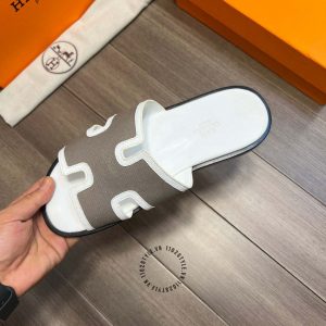Dép nam Hermes quai ngang trắng chỉ nổi cao cấp Luxury - Ảnh 5