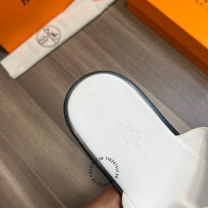 Dép nam Hermes quai ngang trắng chỉ nổi cao cấp Luxury - Ảnh 8