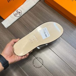 Dép nam Hermes quai ngang trắng chỉ nổi cao cấp Luxury - Ảnh 9