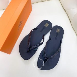 Dép kẹp Hermes nam màu đen cá tính - Hình ảnh 2