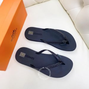 Dép kẹp Hermes nam màu đen cá tính - Hình ảnh 5