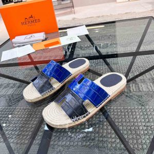 Dép cói Hermes nam quai phối màu hàng hiệu cao cấp luxury - Ảnh 2
