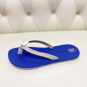 Dép Hermes xỏ ngón nữ màu xanh quai trắng cao cấp - Ảnh 6