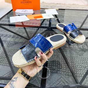 Dép cói Hermes nam quai phối màu hàng hiệu cao cấp luxury - Ảnh 6