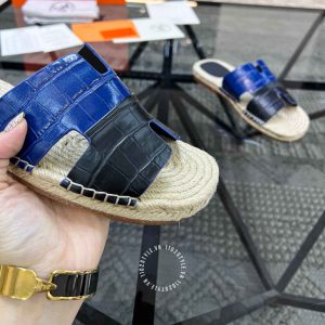 Dép cói Hermes nam quai phối màu hàng hiệu cao cấp luxury - Ảnh 7