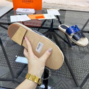 Dép cói Hermes nam quai phối màu hàng hiệu cao cấp luxury - Ảnh 8
