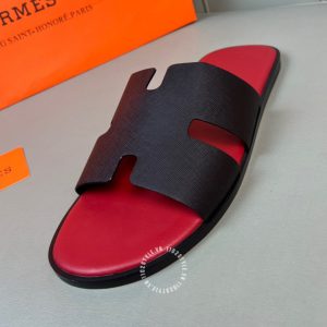 Dép Hermes nam hồng quai đen cao cấp Luxury - Hình ảnh 5